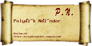 Polyák Nándor névjegykártya